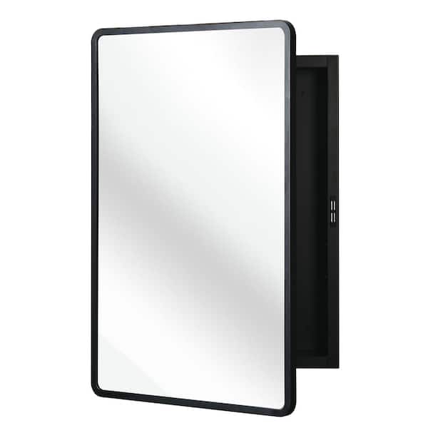 Lycvki 20 in. W x 30 in. H Rectangular Framed Recessed or Surface Mount Medicine Cabinet with Mirror in Black