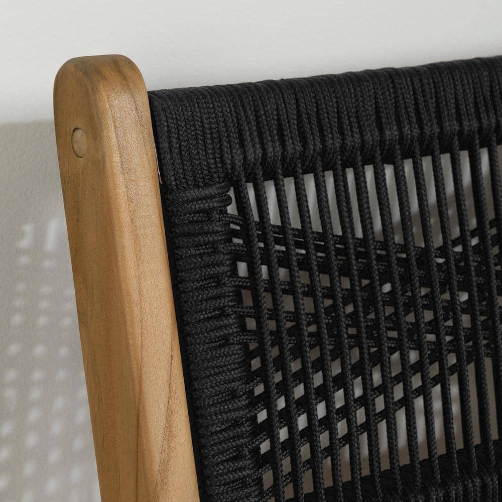 Rattan and Teak Low Back Dining Side Chair Set