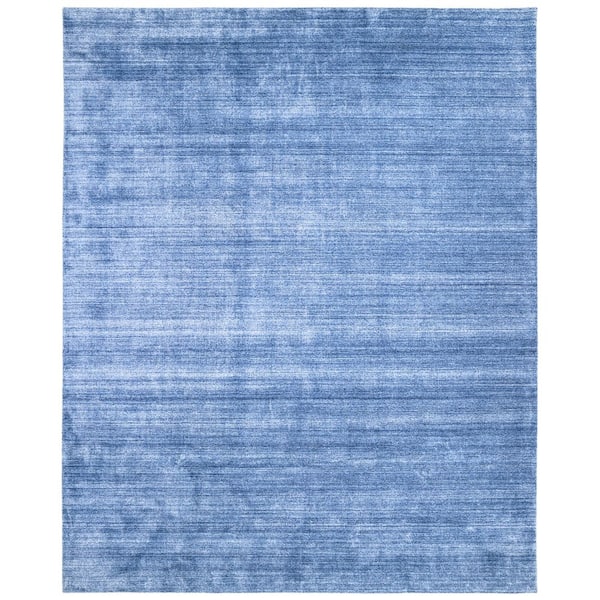 Solo Rugs Harbor Contemporary Solid Denim 5 ft. x 8 ft. Hand-Knotted Area Rug