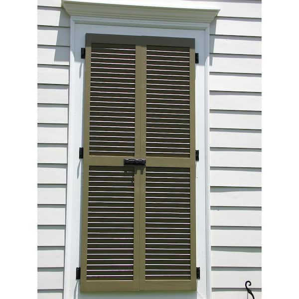 LTL Home Products AM-SHL63 Exterior Solid Wood Louvered Window Shutters – Unfinished Pine, 15"x63", Sold As Pair