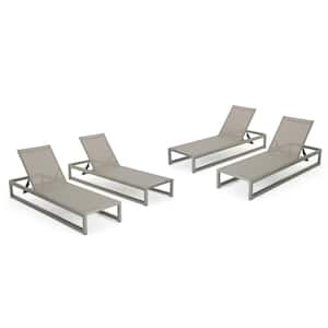 California Grey Aluminum Outdoor Chaise Lounge (Set of 4)