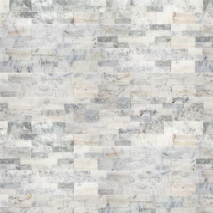 Arabescato Carrara Splitface Ledger Panel 6 in. x 24 in. Marble Wall Tile (6 sq. ft./case)