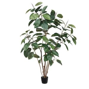 5 ft. Green Artificial Rubber Tree in Pot
