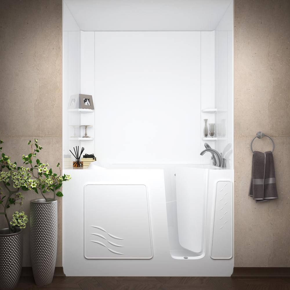 Rampart 60'' White Fiberglass Walk-In Whirlpool Bathtub