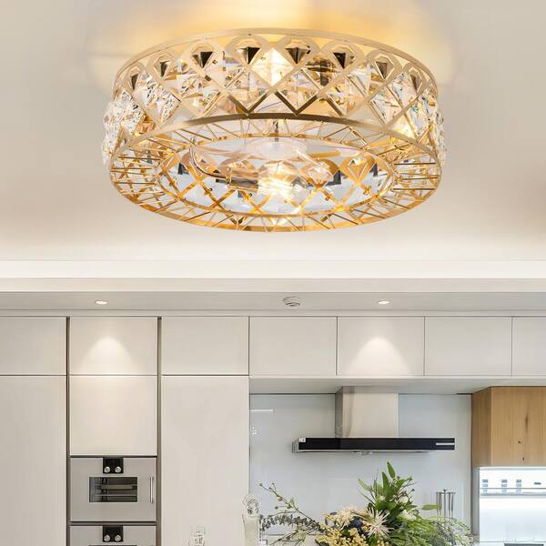 Breezary 19 in. 4-Light Gold Modern Flush Mount with Iron Breezary 19 in. 4-Light Gold Modern Flush Mount with Iron