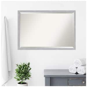 Grace 38 in. x 26 in. Modern Rectangle Framed Brushed Nickel Narrow Bathroom Vanity Mirror