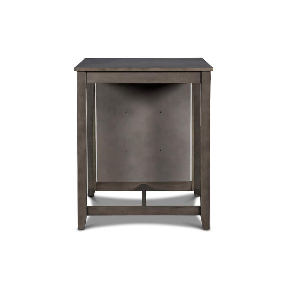 Gray Solid Wood Counter Table with Storage and 2 Chairs