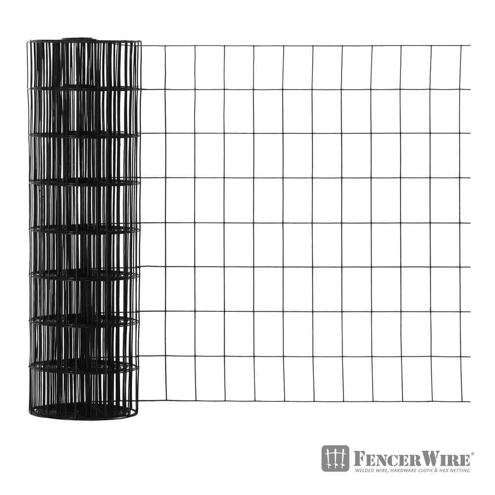 Black Vinyl Coated Welded Metal Garden Fence Wire Roll, 4 ft. x 50 ft.