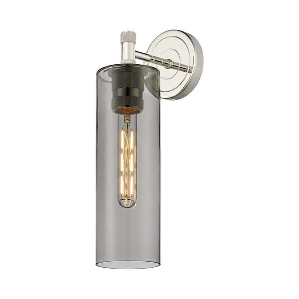 Innovations Crown Point 3.88 in. 1-Light Polished Nickel Wall Sconce with Glass Shade