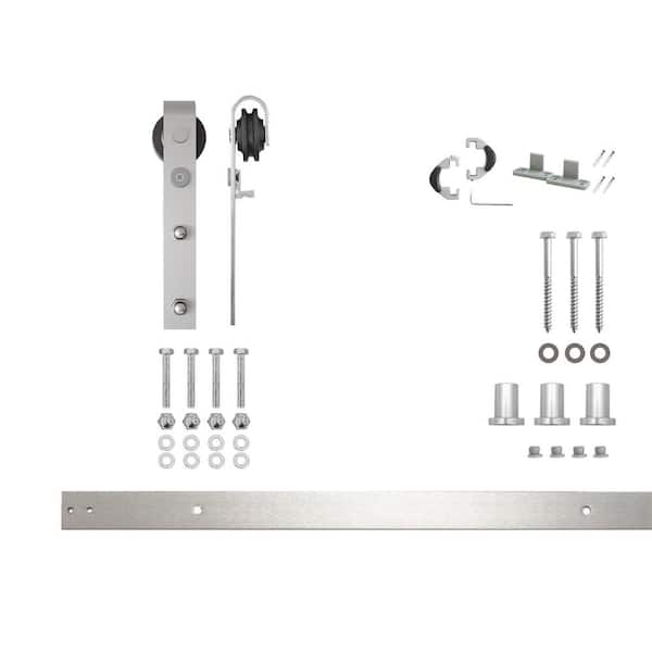 HOMACER 4 ft./48 in. Brushed Nickel Non-Bypass Sliding Barn Door Track and Hardware Kit for Single Door