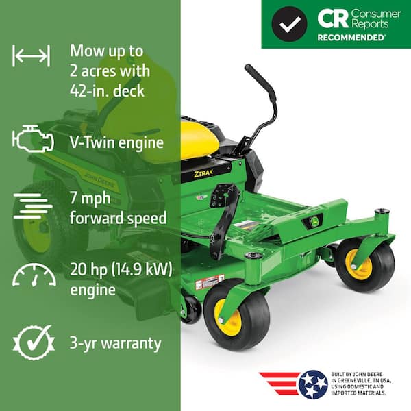 Reviews for John Deere Z315E 42 in. 20 HP Gas Dual