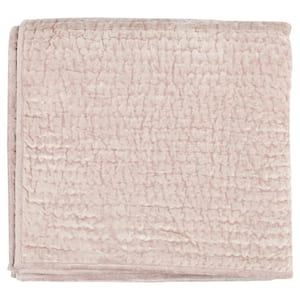 1-Piece Pink Solid Queen Size Velvet Quilt