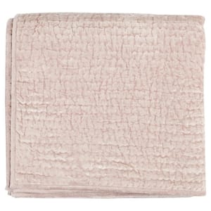 1-Piece Pink Solid Queen Size Velvet Quilt Only