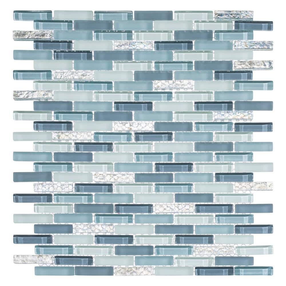 Loic Rectangle 11.5 in. x 10.25 in. Matte Dijoux Blue Glass Mosaic Tile Sam