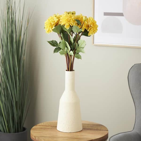 Litton Lane 30 in. Tall Yellow Dahlia Artificial Flower Stem (Set of 8)