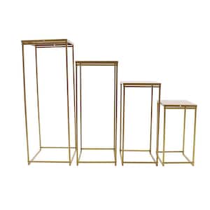 17.71 in. to 23.62 in. 29.52 in. 35.43 in. Tall Indoor/Outdoor Gold Metal Column Plant Stand (4-Pieces) (1-tiered)