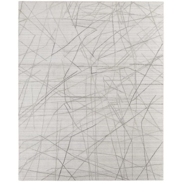 HomeRoots 9 ft. x 12 ft. Gray, Ivory Abstract Area Rug