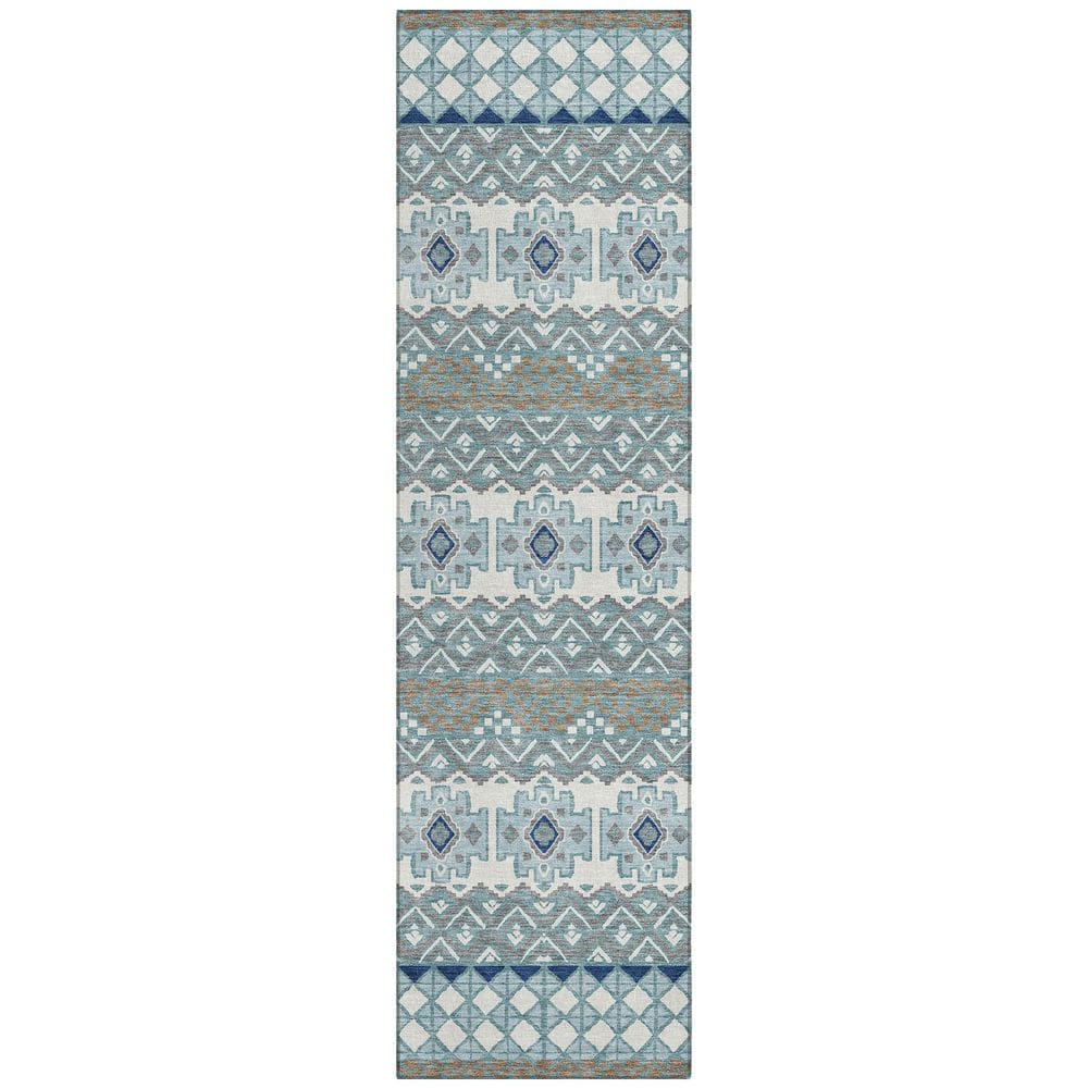 Chantille Machine Washable Indoor/Outdoor Abstract ACN2760 Teal 2 ft. x 7 ft. Runner Rug price history on PriceWatchPro