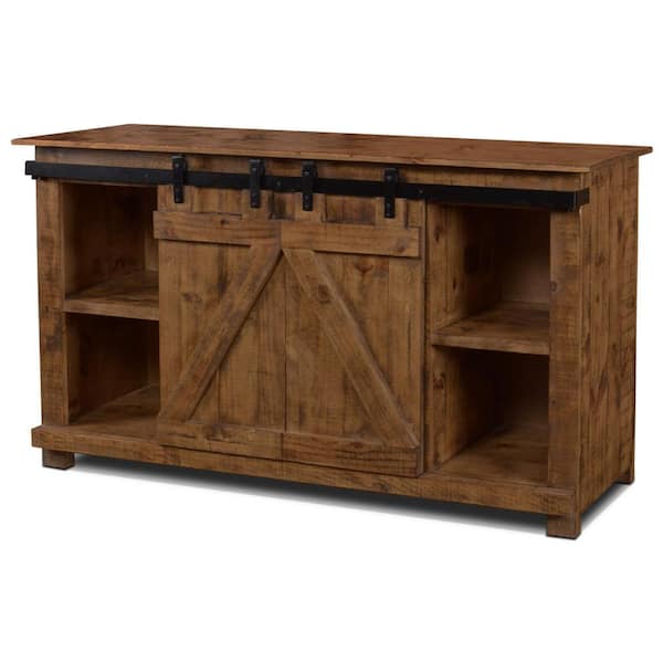 AndMakers Stowe 60 in. Rustic Brown TV Stand Fits TV's up to 70 in. with Cable Management