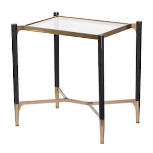18 in. Gold and Black Rectangular Wood Top End Table