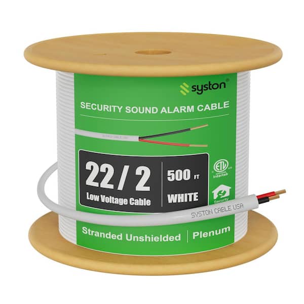 500 ft. 22/2 White CMP/FPLP/CL3P-Plenum Unshielded-Stranded Bare Copper Security/Alarm/Control/Sound Wire Indoor/Outdoor