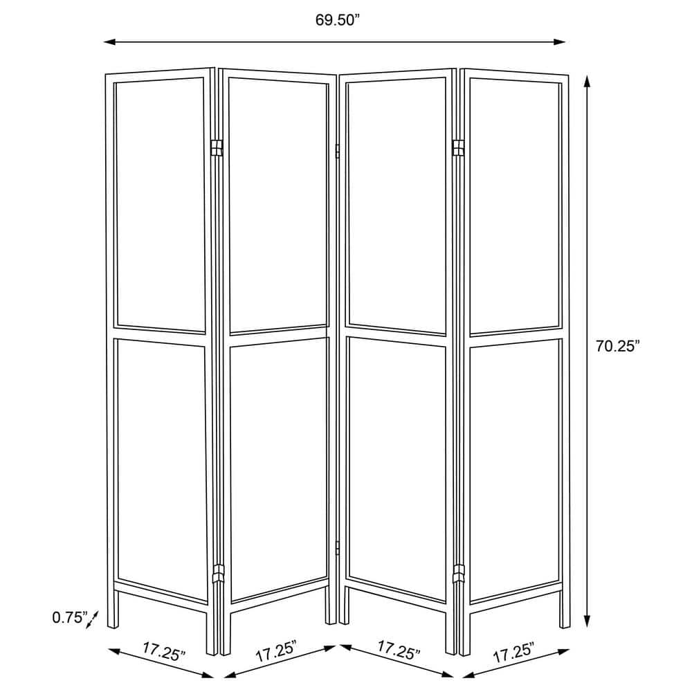 Deepika 70" Brown Tobacco 4-Panel Folding Screen