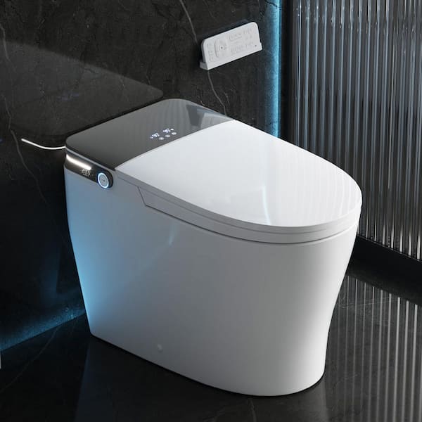 Elongated ADA Bidet Toilet 1.28 GPF in White with Tank, Auto Open/Close, Auto Flush Heated Seat and Map Flush 1000G