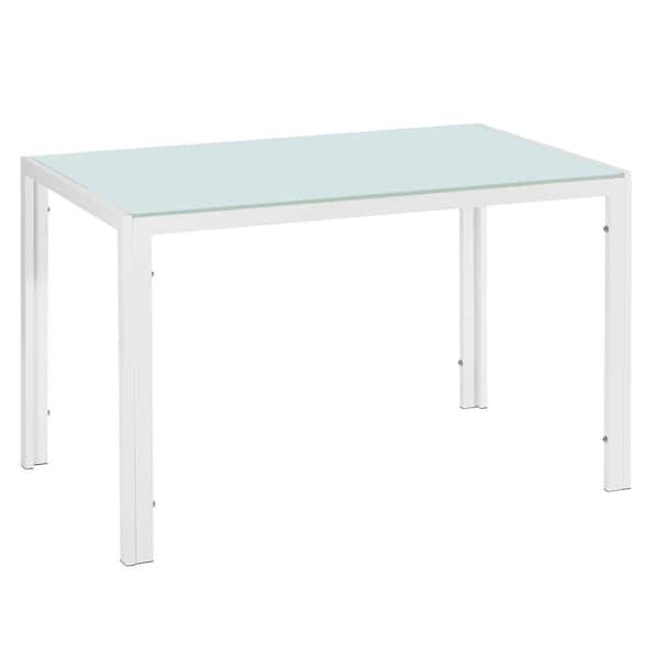 Karl home 47.2 in. Rectangle White Glass Top Dining Table (Seats 6)