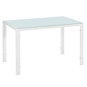 47.2 in. Rectangle White Glass Top Dining Table (Seats 6)