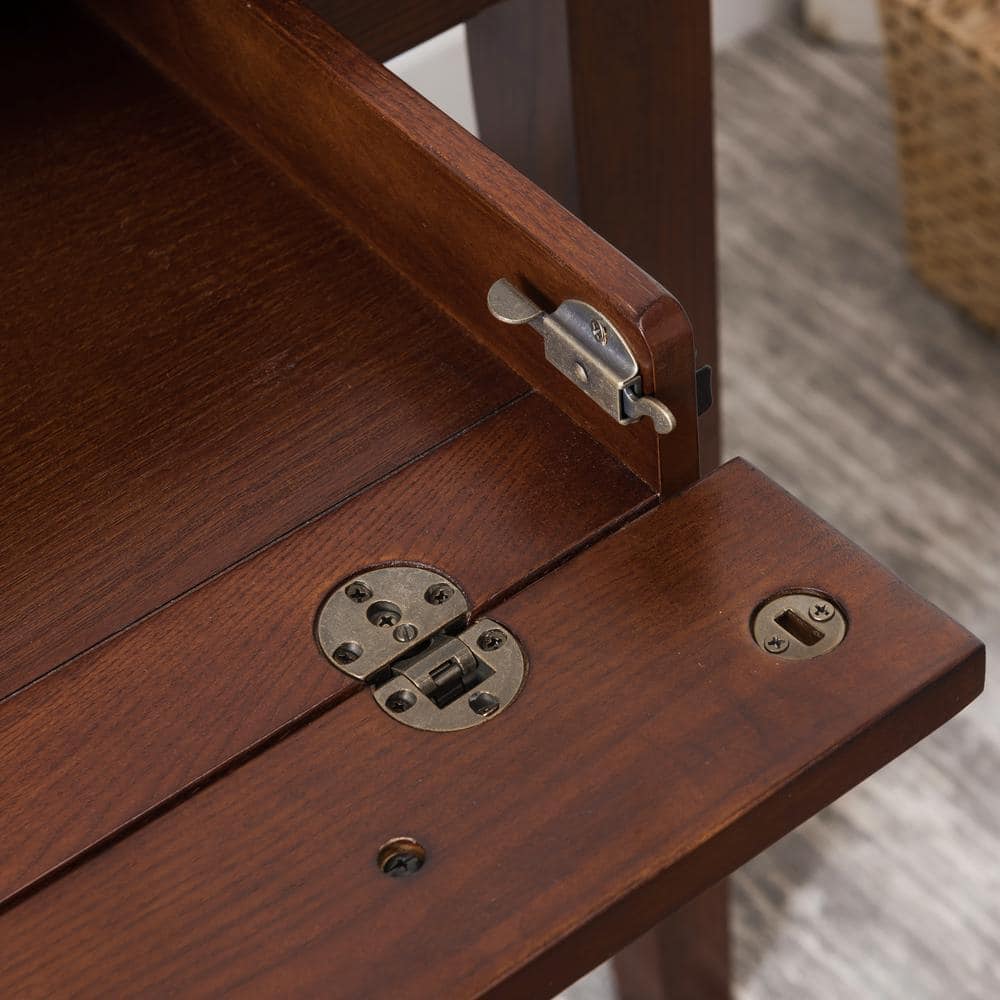 Compact Mission Oak Desk with Drop Front Keyboard Tray and Drawer