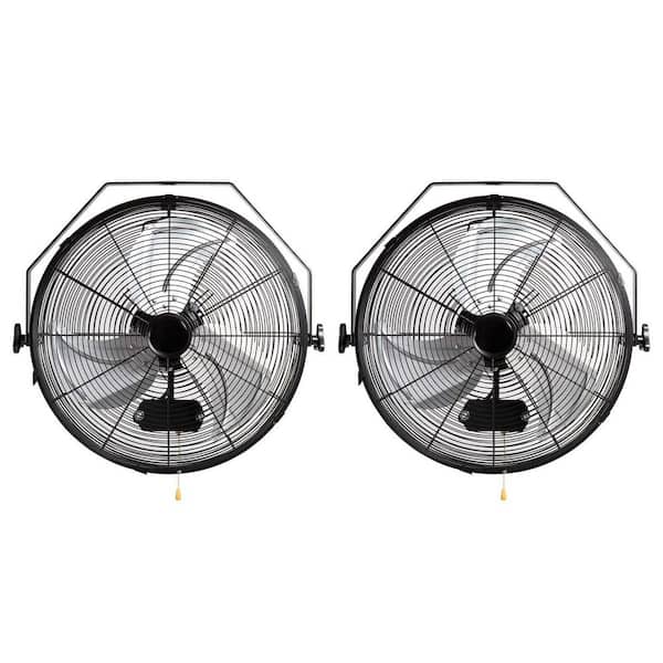 2-Pack 18 in. High Velocity Waterproof Black Industrial Wall Mount Fan for Commercial, Residential, Warehouse