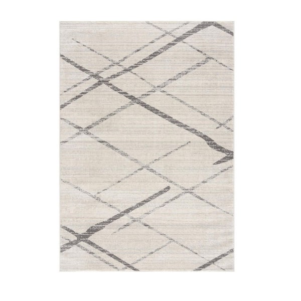 2 ft. x 5 ft. Beige And Gray Abstract Area Rug
