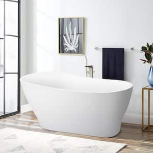 59 in. Acrylic Flatbottom Single Slipper Not Whirlpool Bathtub Soaking SPA Tub in Glossy White