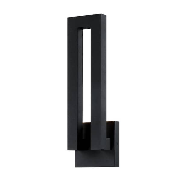 TRUE FINE Reflect 18 in. Black Modern Integrated LED Outdoor Wall Sconce Light
