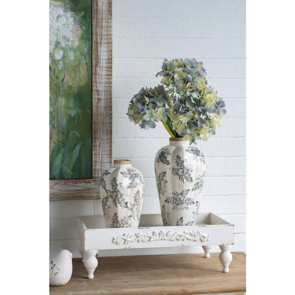 12 in. Vintage European Pottery White Ceramic Cylinder Decorative
