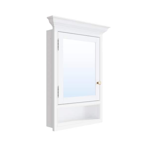 24 in. W x 32 in. H Rectangular Recessed Solid Wood Bathroom Medicine Cabinet with Mirror, Bi-View Glass Magnetic Door