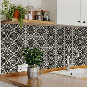Black, White, and Gray R85 12 in. x 12 in. Vinyl Peel and Stick Tile (24-Tiles, 24 sq. ft./pack)