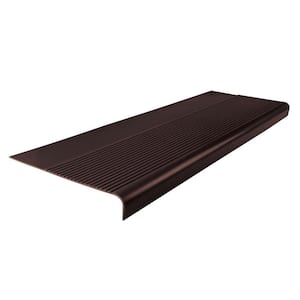 Light Duty Ribbed Design Brown 12-1/4 in. x 36 in. Rubber Round Nose Stair Tread