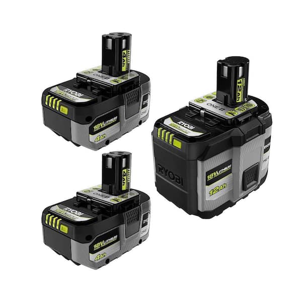 RYOBI ONE 18V 12.0 Ah HIGH PERFORMANCE Battery and 2 4.0 Ah HIGH PERFORMANCE Batteries PBP4330