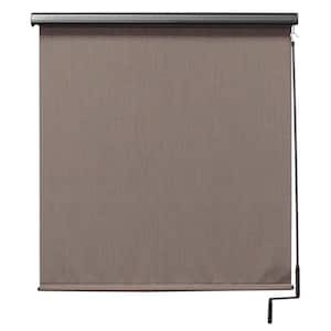 Sea Cliff Light and Dark Brown Cordless Outdoor Patio Roller Shade with Valance 48 in. W x 96 in. L