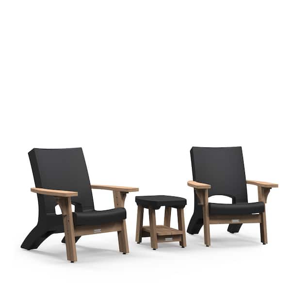 Mayne Mesa 3-Piece Resin and Wood Patio Conversation Deep Seating Set - Black