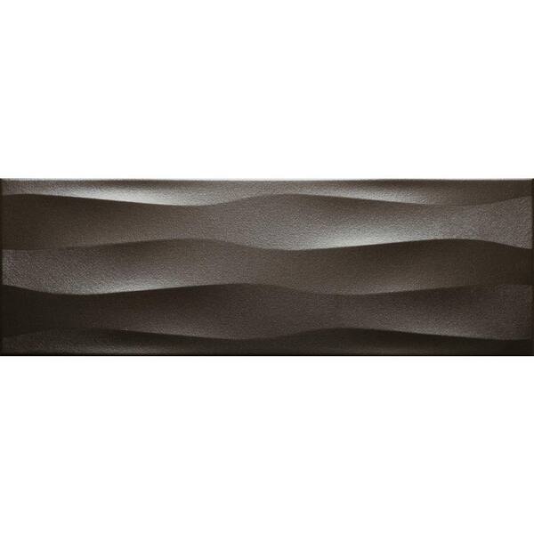EMSER TILE Artwork Metal Wave 11.81 in. x 35.43 in. Ceramic Wall Tile (11.6252 sq. ft. / case)