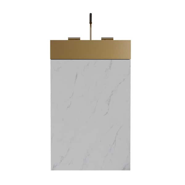 BEANS 20 in. W Single Sink Freestanding White Marble Bath Vanity with Gold Stainless Steel Top for Modern Bathroom