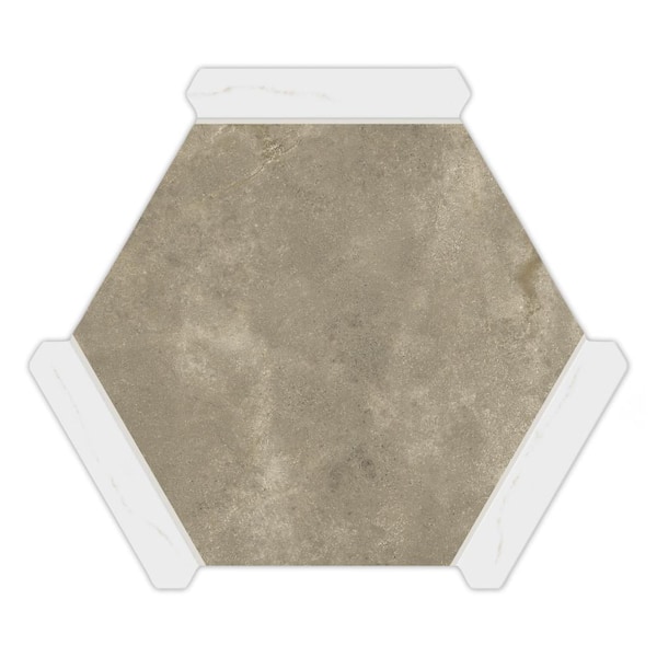 Merola Tile Marcotto Panal Terra with Calacatta Gold Picket 8-5/8 in. x 9-7/8 in. Porcelain Floor and Wall Tile (8.064 sq. ft./Case)