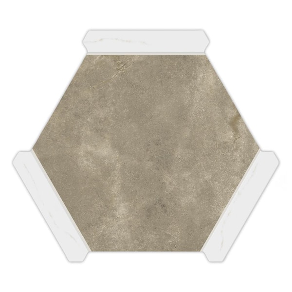Marcotto Panal Terra with Calacatta Gold Picket 8-5/8 in. x 9-7/8 in. Porcelain Floor and Wall Tile (8.06 sq. ft./Case)