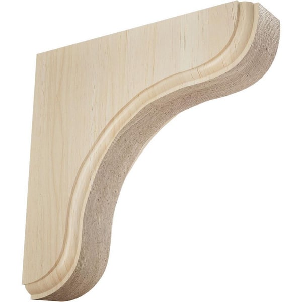 Ekena Millwork 1-3/4 in. x 5-1/2 in. x 5-1/2 in. Unfinished Rubberwood Eaton Wood Bracket