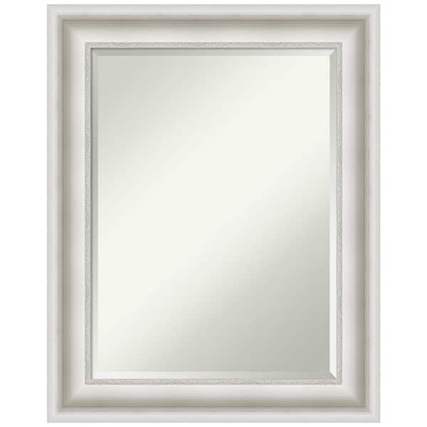 Amanti Art Parlor 23.5 in. x 29.5 in. Modern Rectangle Framed White Bathroom Vanity Mirror