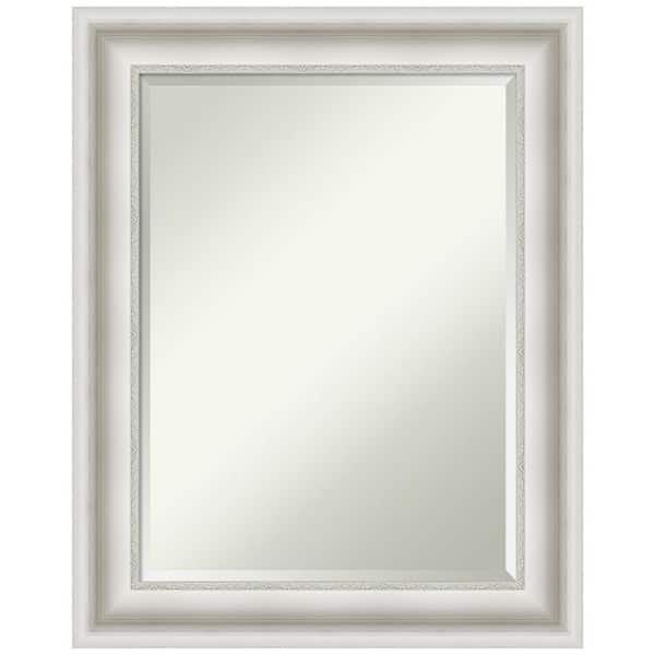 Parlor 23.5 in. x 29.5 in. Modern Rectangle Framed White Bathroom Vanity Mirror