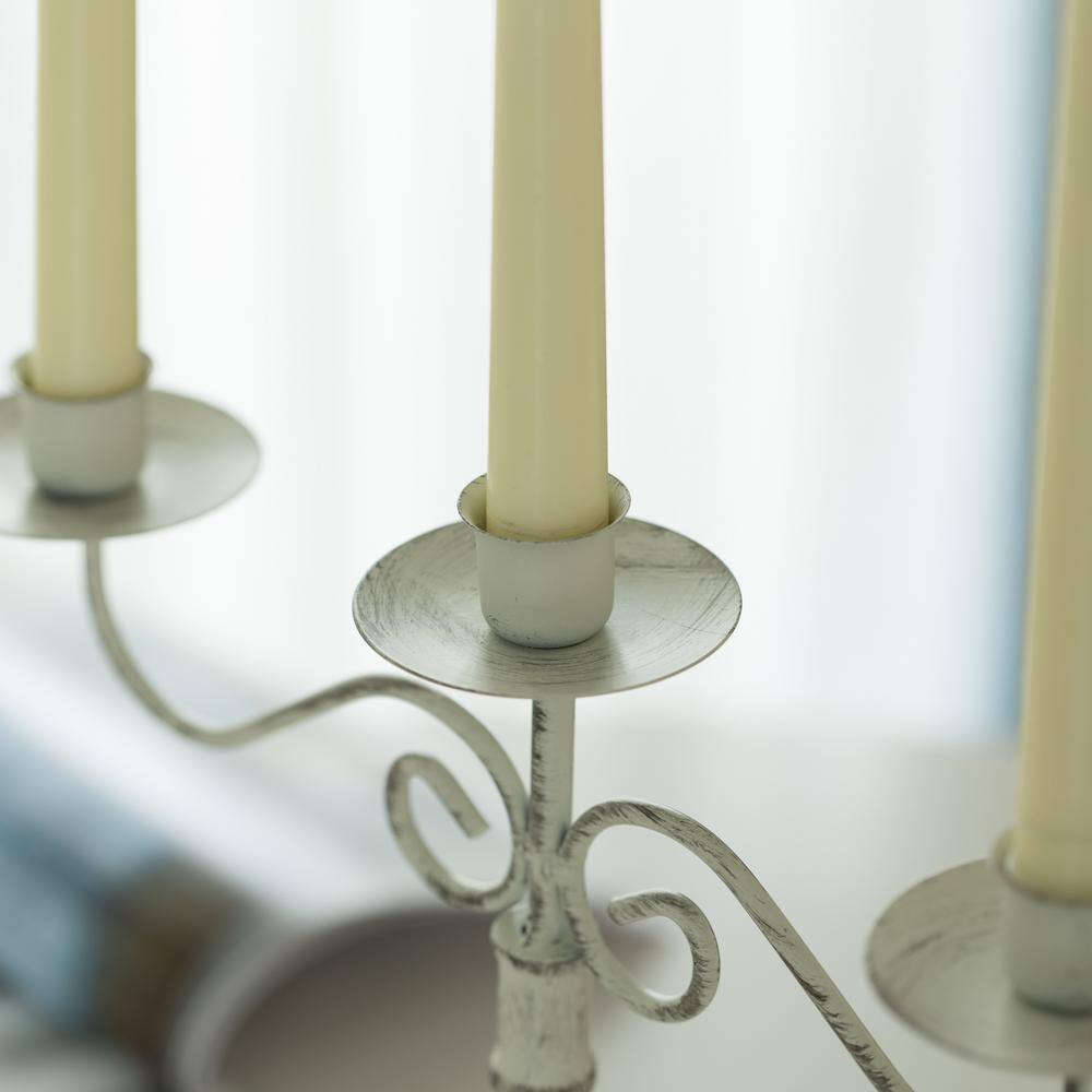 Elegant Antique Distressed 3-Arm Metal Candelabra - 12"x13"