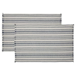 Finders Keepers 19 in. W x 13 in. H Blue Cotton Chevron Placemat (Set of 2)